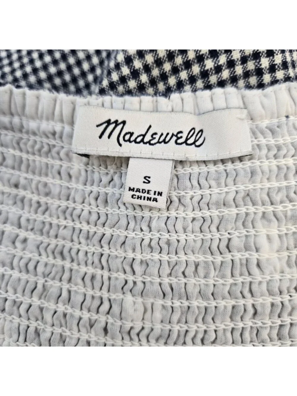 Madewell Linen Blend Embroidered Tiered Midi Dress in Gingham Check Size Small - Picture 3 of 7